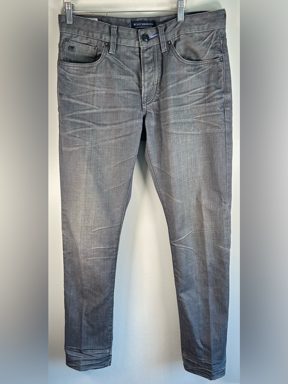 Scotch & Soda Amsterdams Blauw Mens Jeans 32x33 Gray Ralston Stonewash Slim Fit